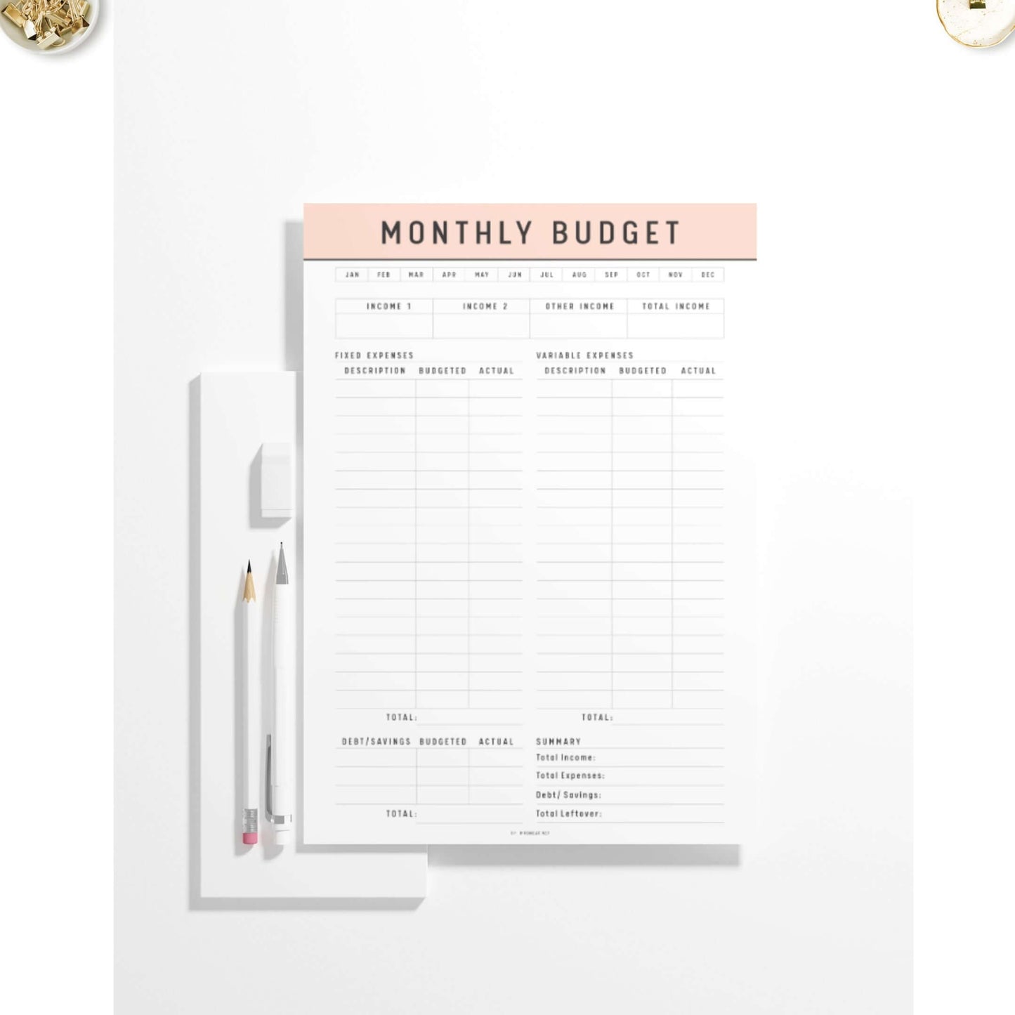 Monthly Budget Template Printable - M418