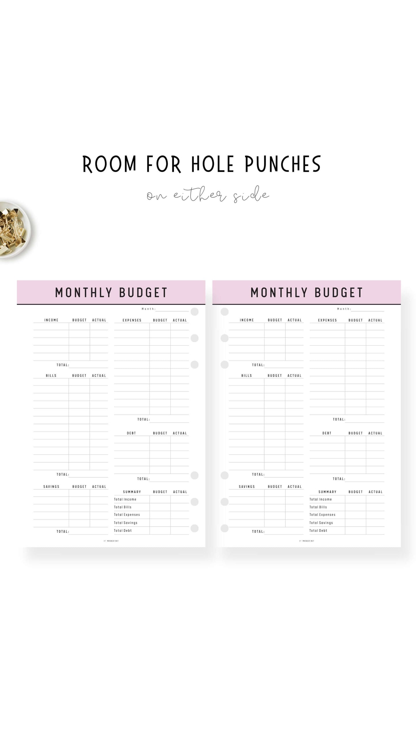 Monthly Budget Planner Template Printable