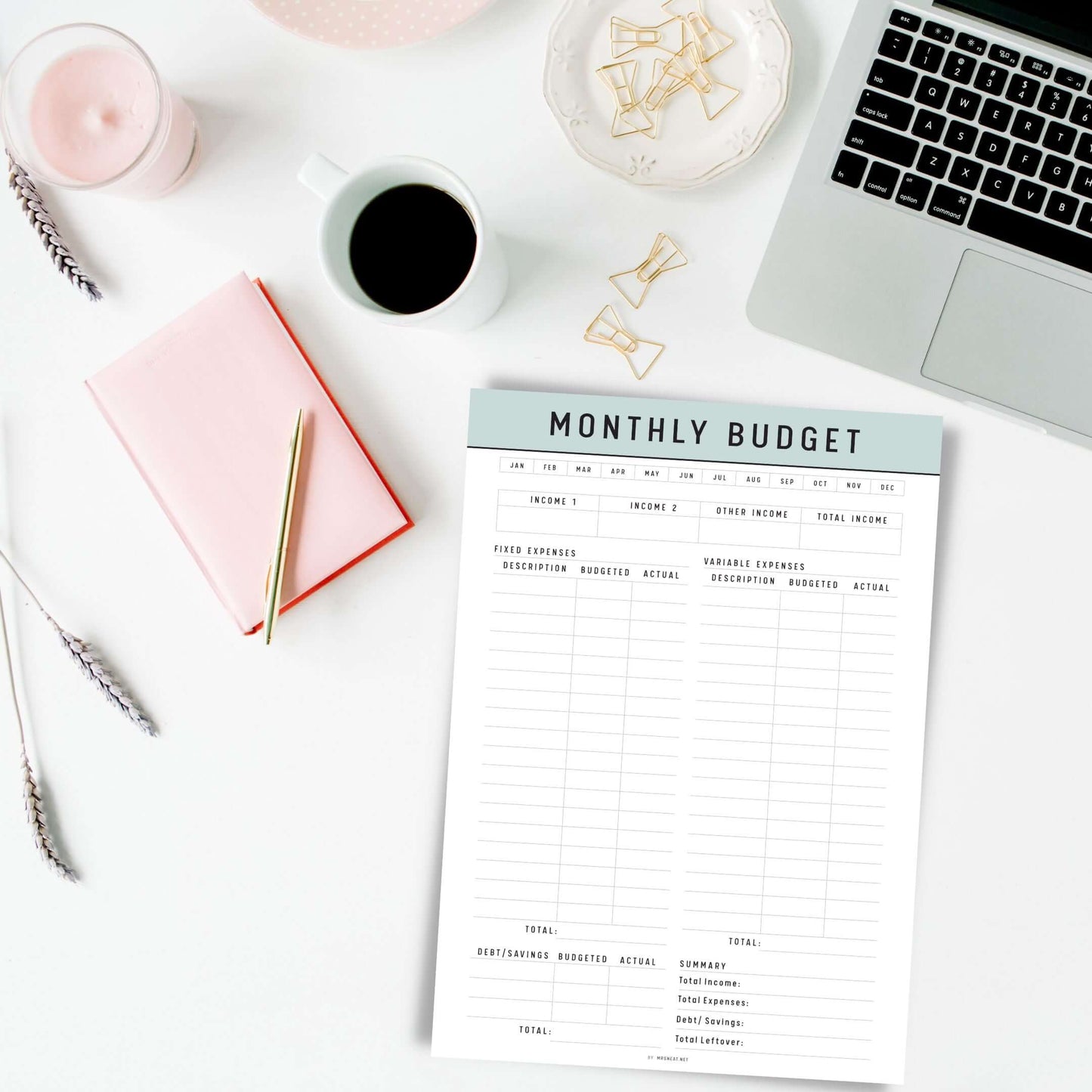 Monthly Budget Template Printable - M418