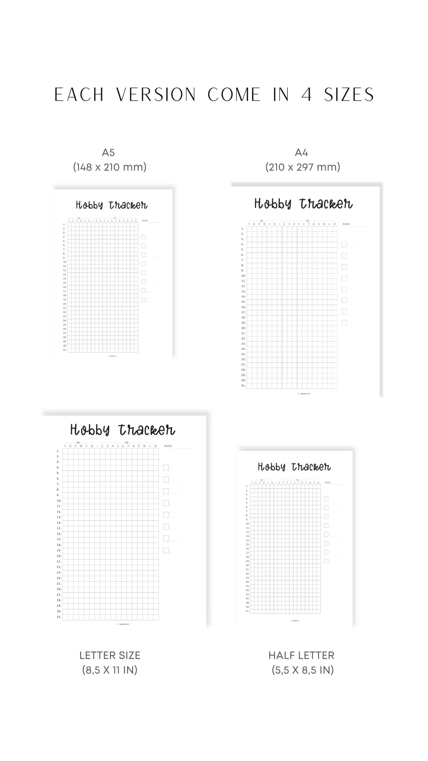 Daily Hobby Tracker Printable Insert