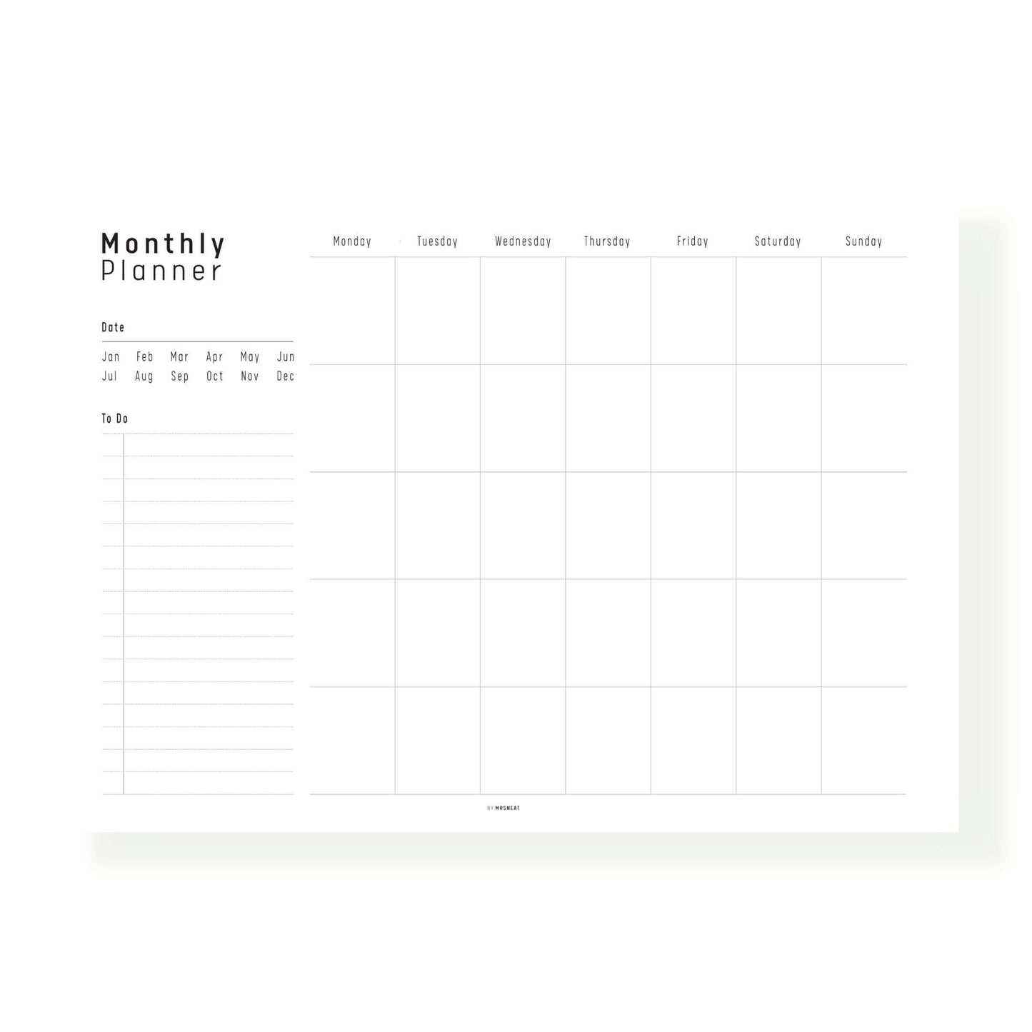 Simple Monthly Planner Template