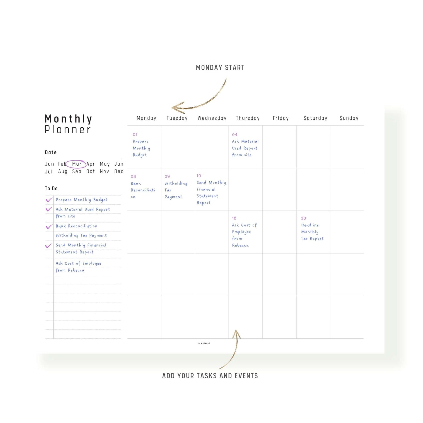 Simple Monthly Planner Printable