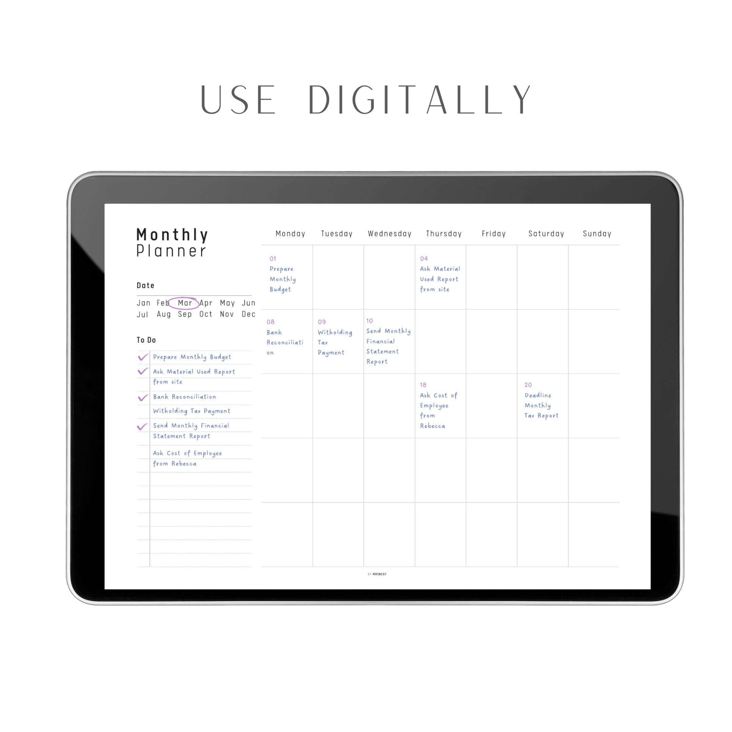Simple Monthly Planner Template
