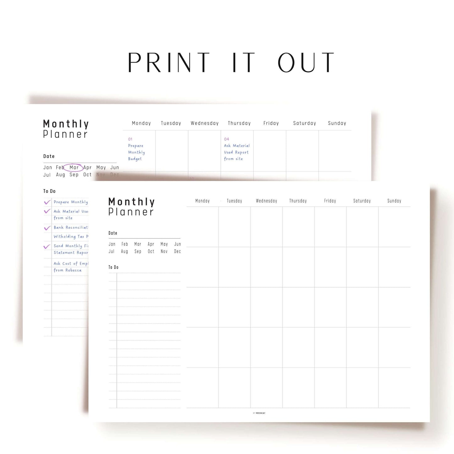 Simple Monthly Planner Printable