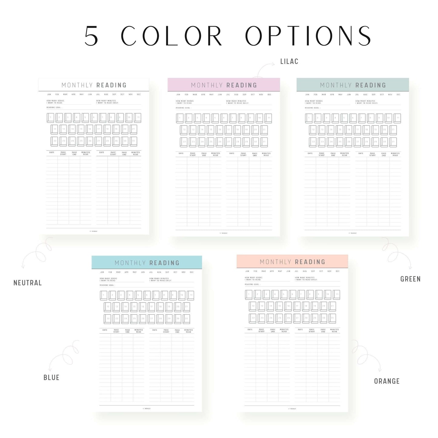Colorful Monthly Reading Tracker Template Printable