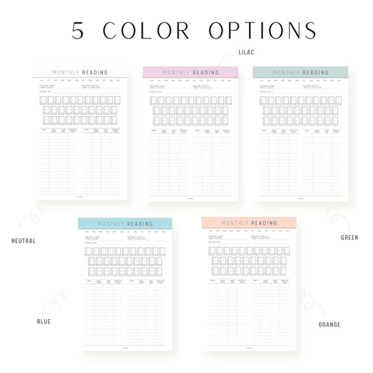 Colorful Monthly Reading Tracker Template Printable