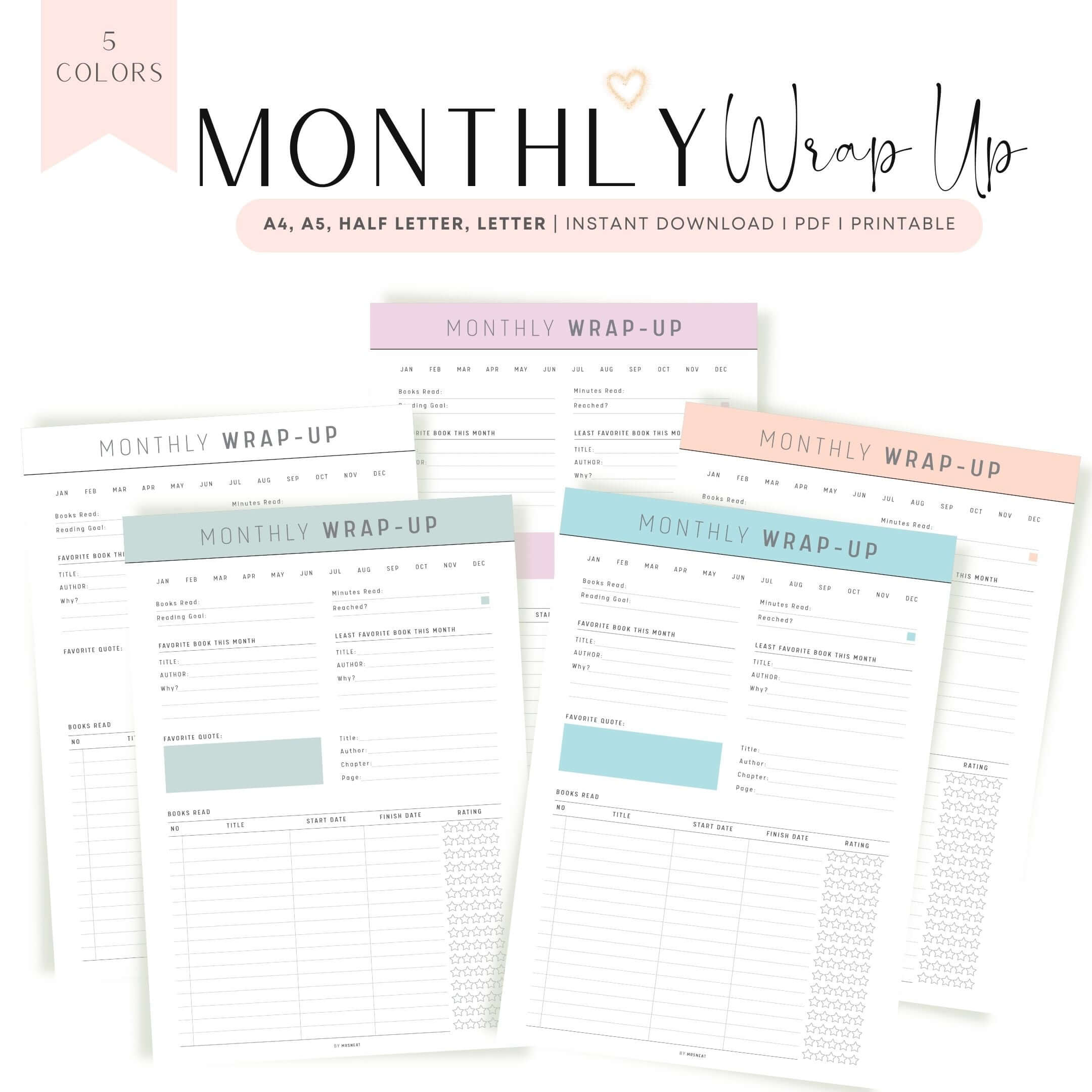 Monthly Reading Wrap Up Template mrsneat Monthly Reading Wrap Up Template mrsneat