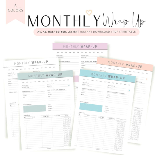Colorful Monthly Reading Wrap Up Template Printable