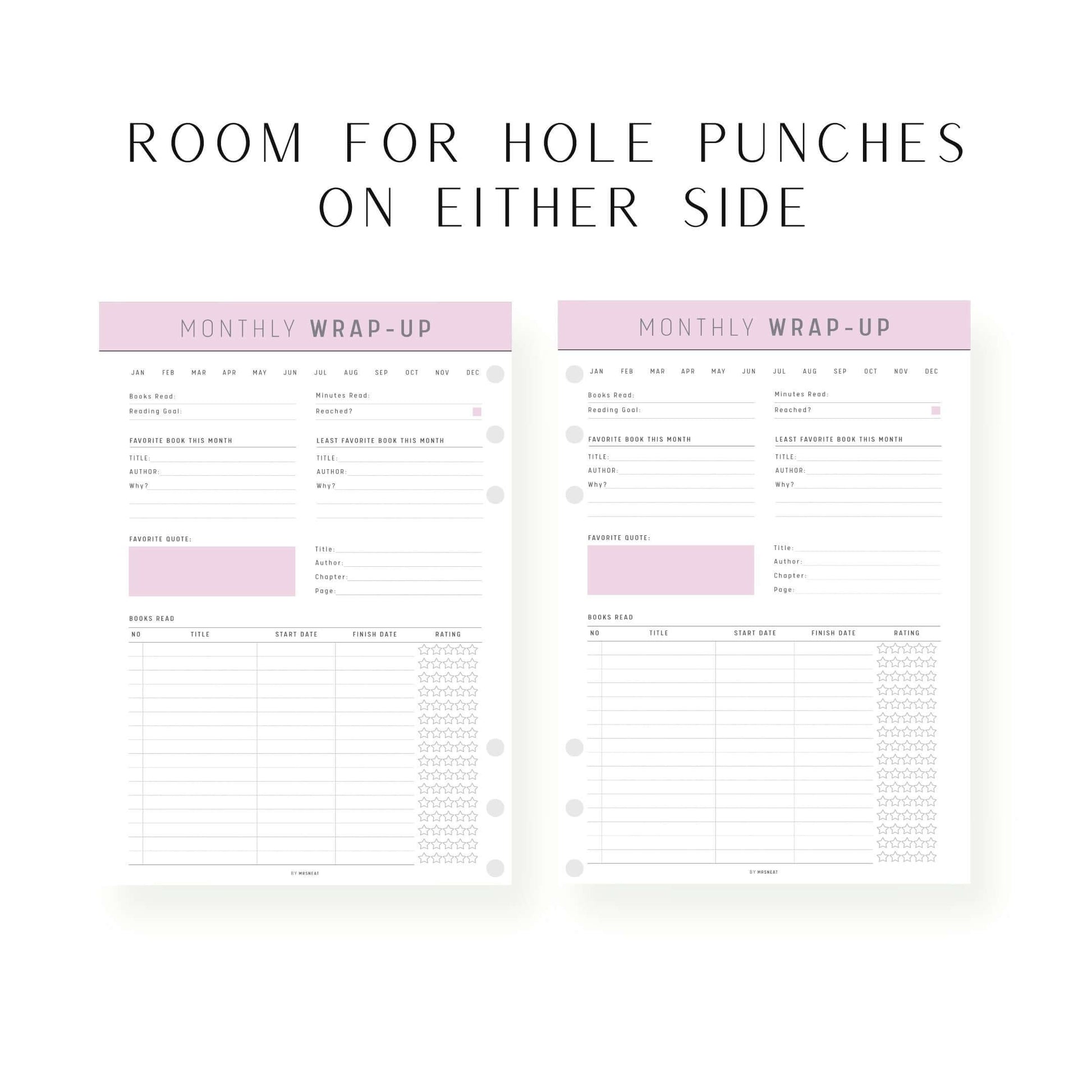 Monthly Reading Wrap Up Template Printable