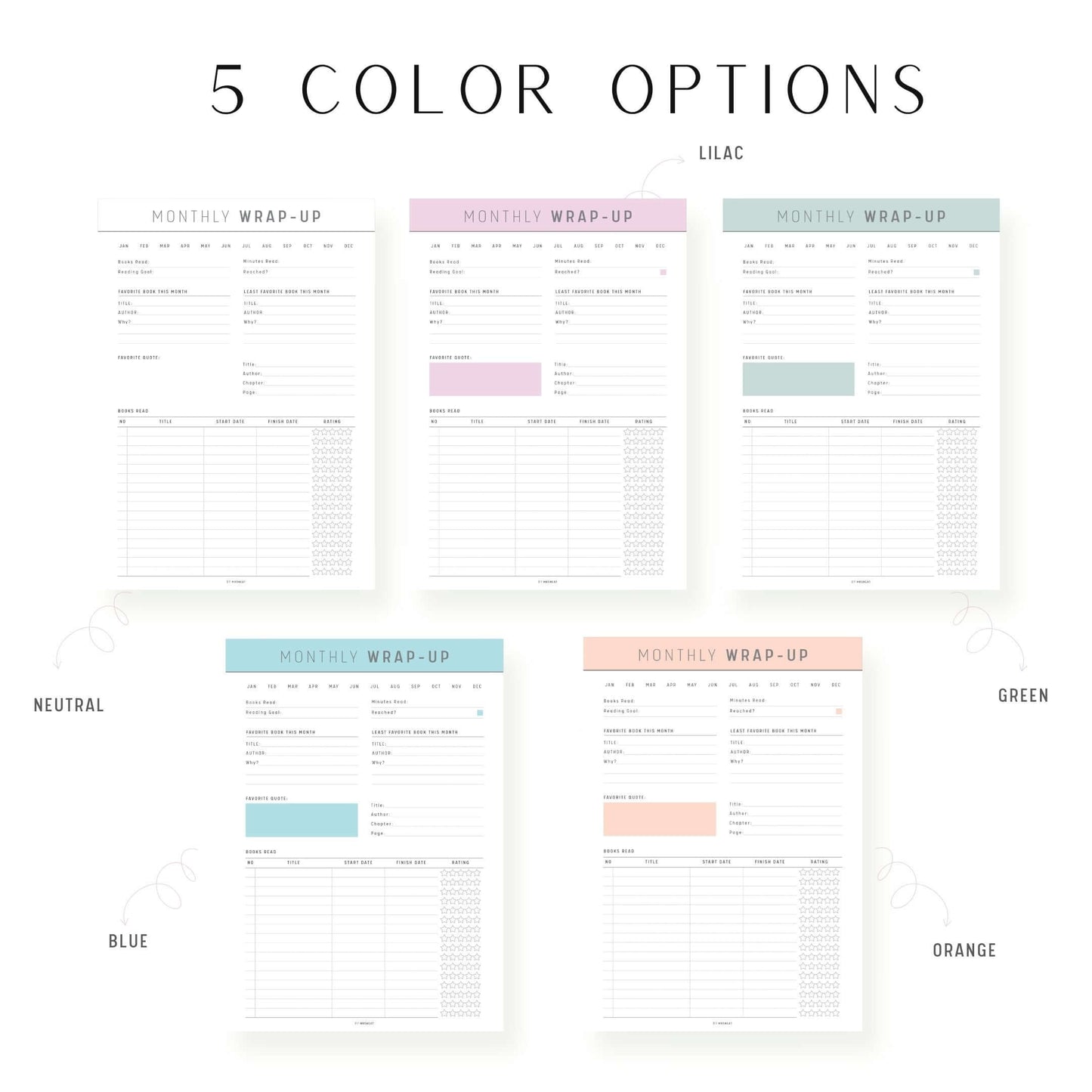 Colorful Monthly Reading Wrap Up Template Printable