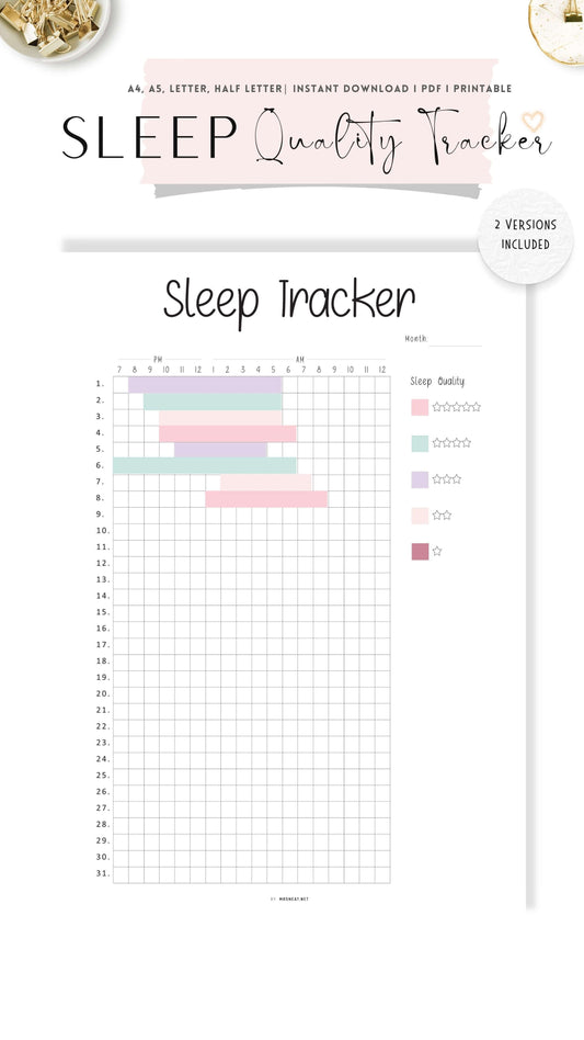 Printable Sleep Quality Journal Template PDF
