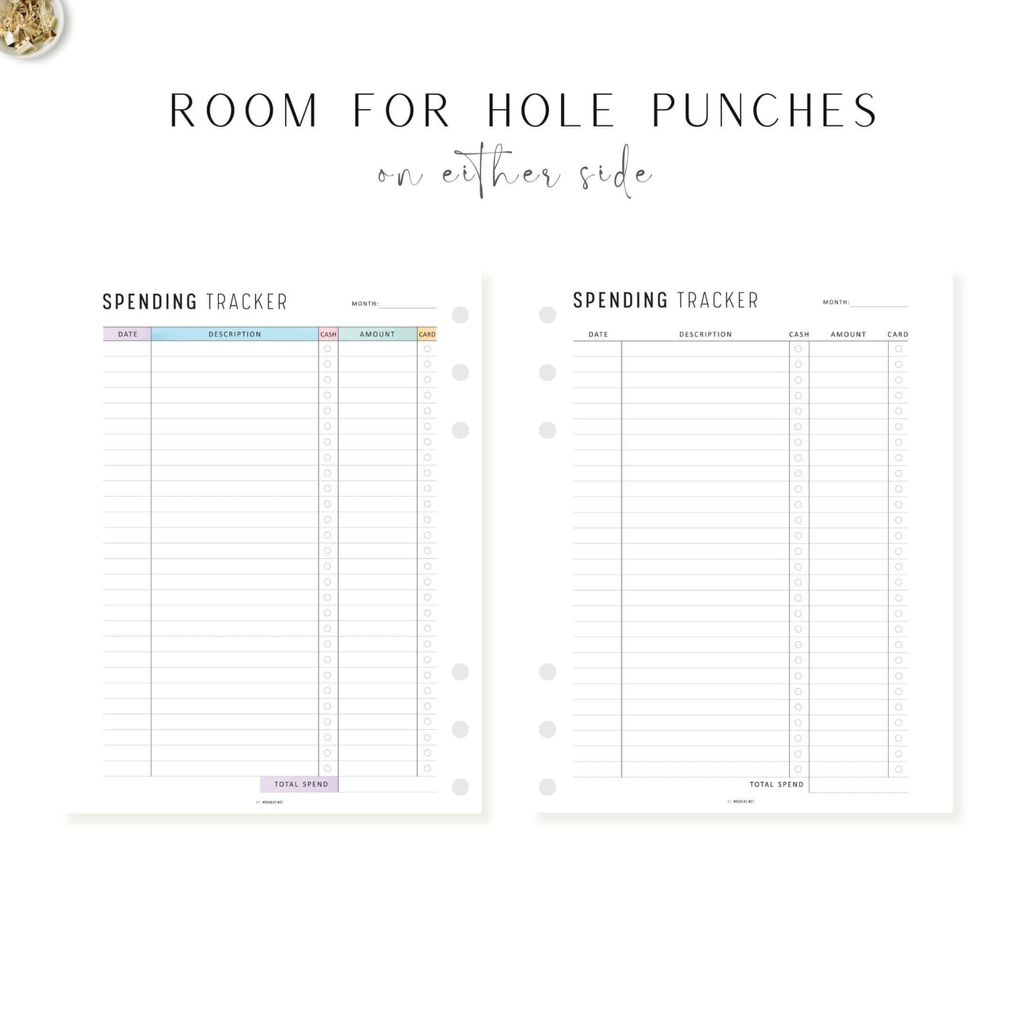 Monthly Spending Tracker Printable, A4, A5, Letter, Half Letter, Minimalist and Colorful Page