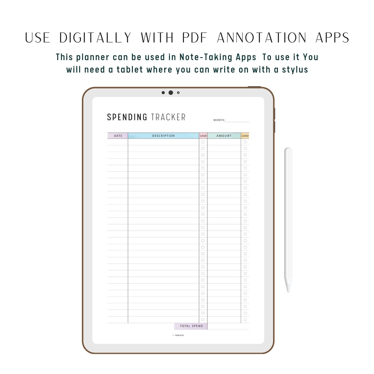 Monthly Spending Tracker Printable, A4, A5, Letter, Half Letter, Minimalist and Colorful Page