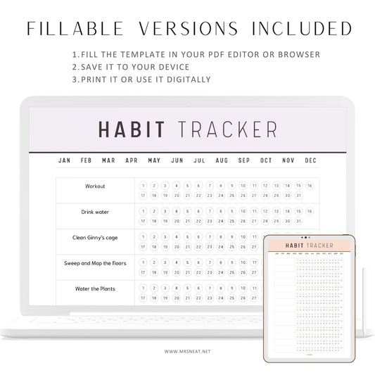 Printable Daily Habit Tracker Template, Monthly Habit Tracker, Habit Tracker Journal, My Daily Routine Tracker, PDF, A4, Letter, 10 Colors