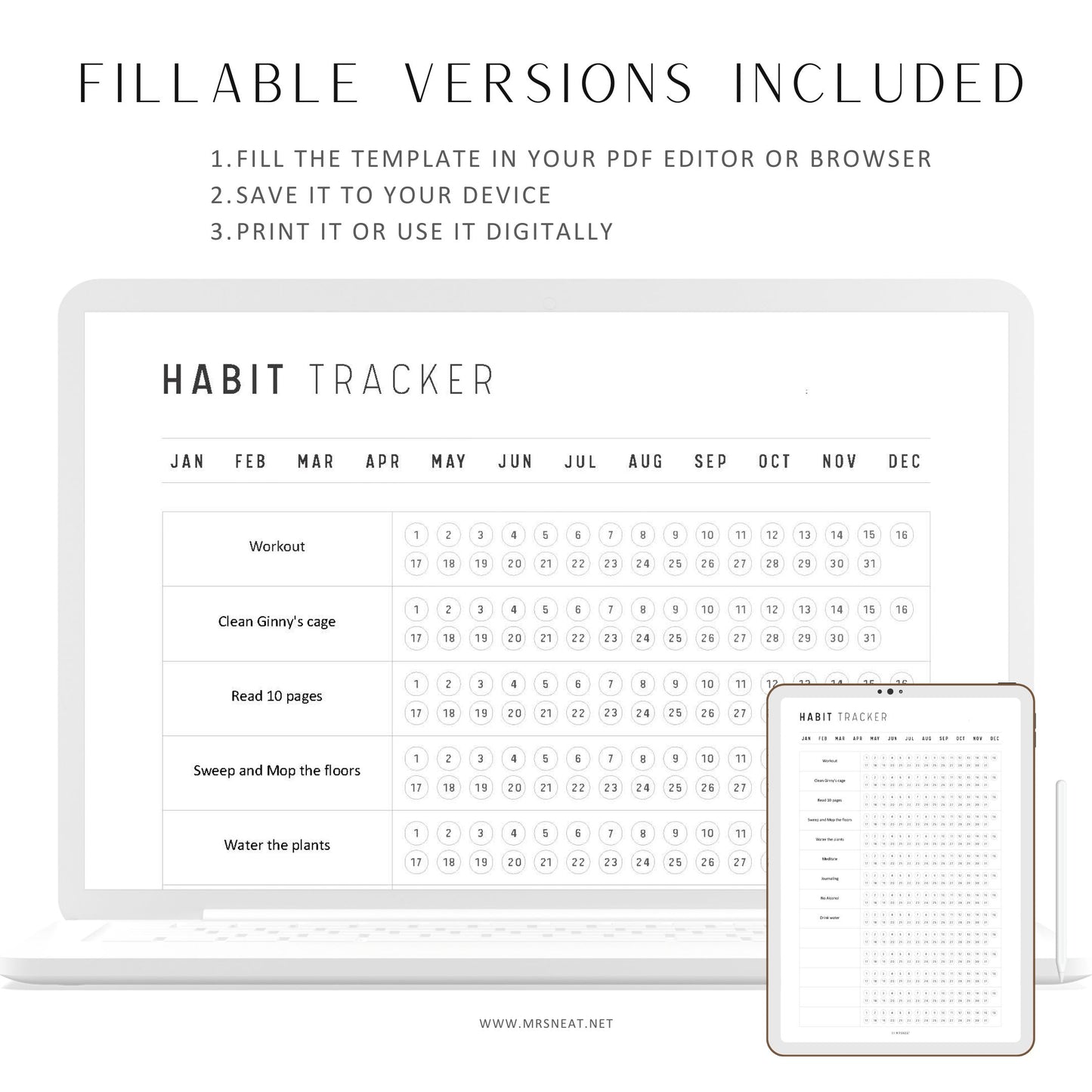 Minimalist Daily Habit Tracker, Habit Tracker Page, Monthly Habit Tracker, Daily Routine, Routine Tracker, A4, A5, Letter, Half Letter, PDF