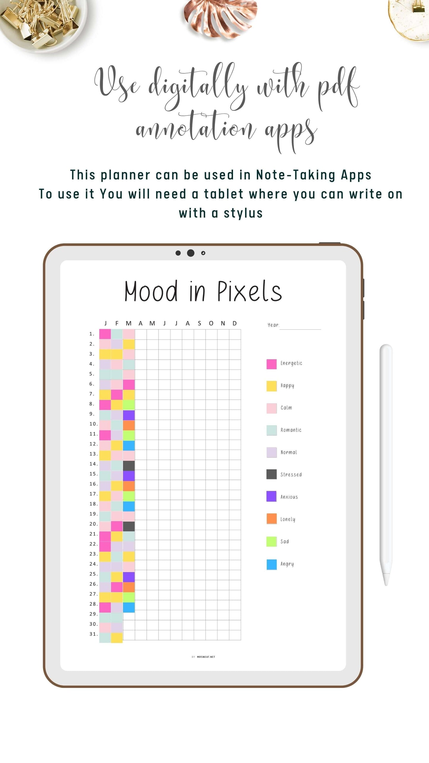 Digital Mood Tracker Year in Pixels