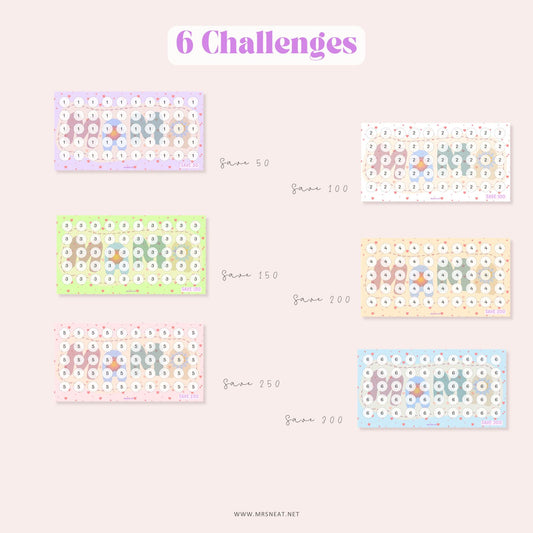 Mother Day Savings Challenge, Save 1050, A6, 6 Challenges, Colorful, Gift for Mother, Gift for Mommy