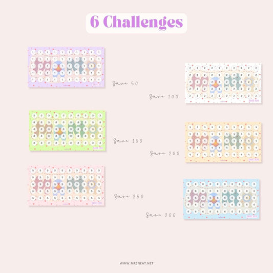 Mothers Day Fund Savings Challenge, A6, Printable, Colorful, Cute, 6 Challenges, Gift for Mom, Gift for Mommy, Budget Tracker, Savings Tracker, Cash Stuffing, Tiny Mini Savings Challenge, Kawaii Savings Challenge, Low Income Savings Challenge, Low income budget tracker