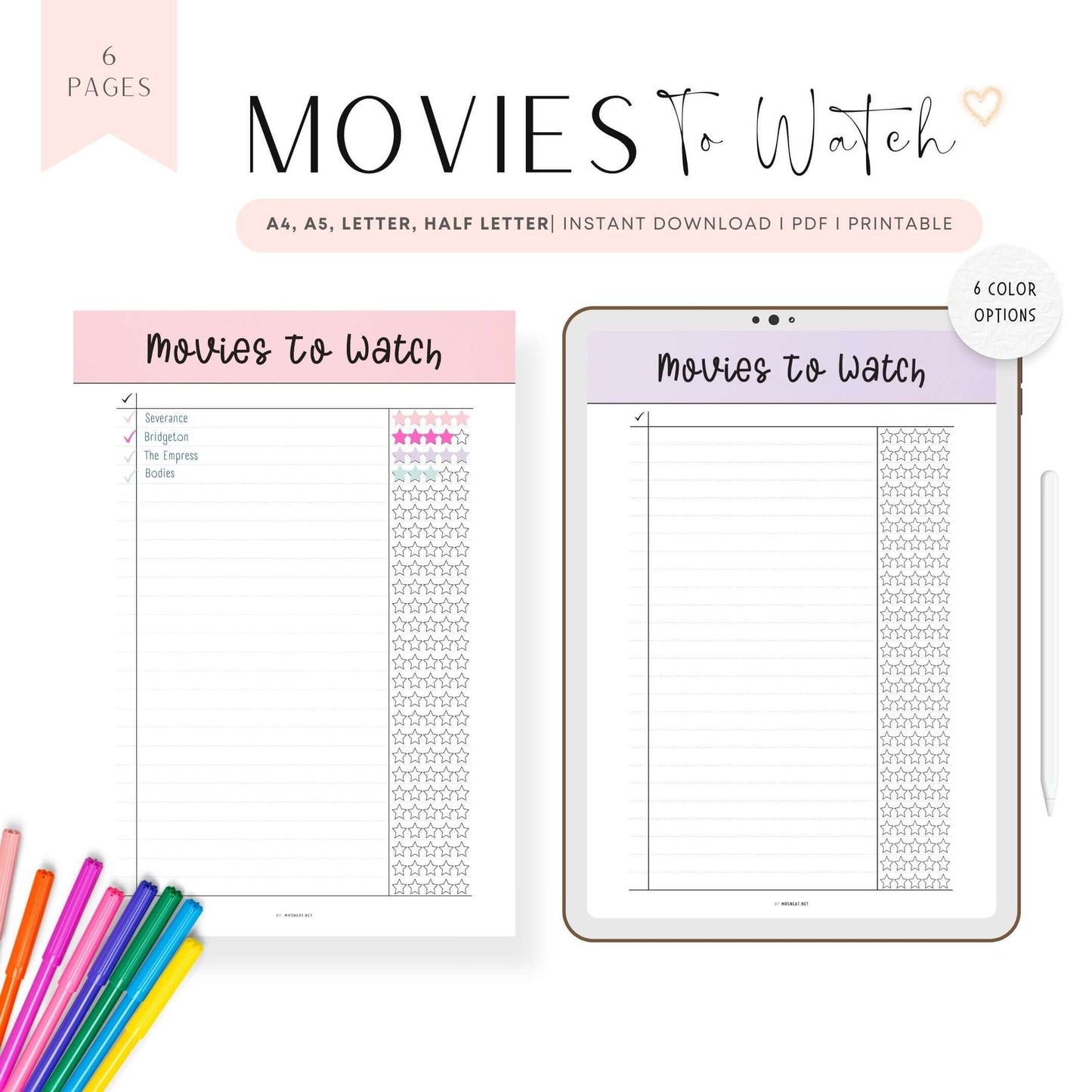 Movies to watch list printable pdf
