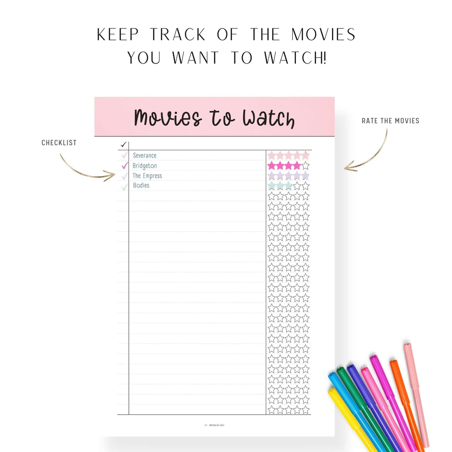Movies to watch list printable pdf