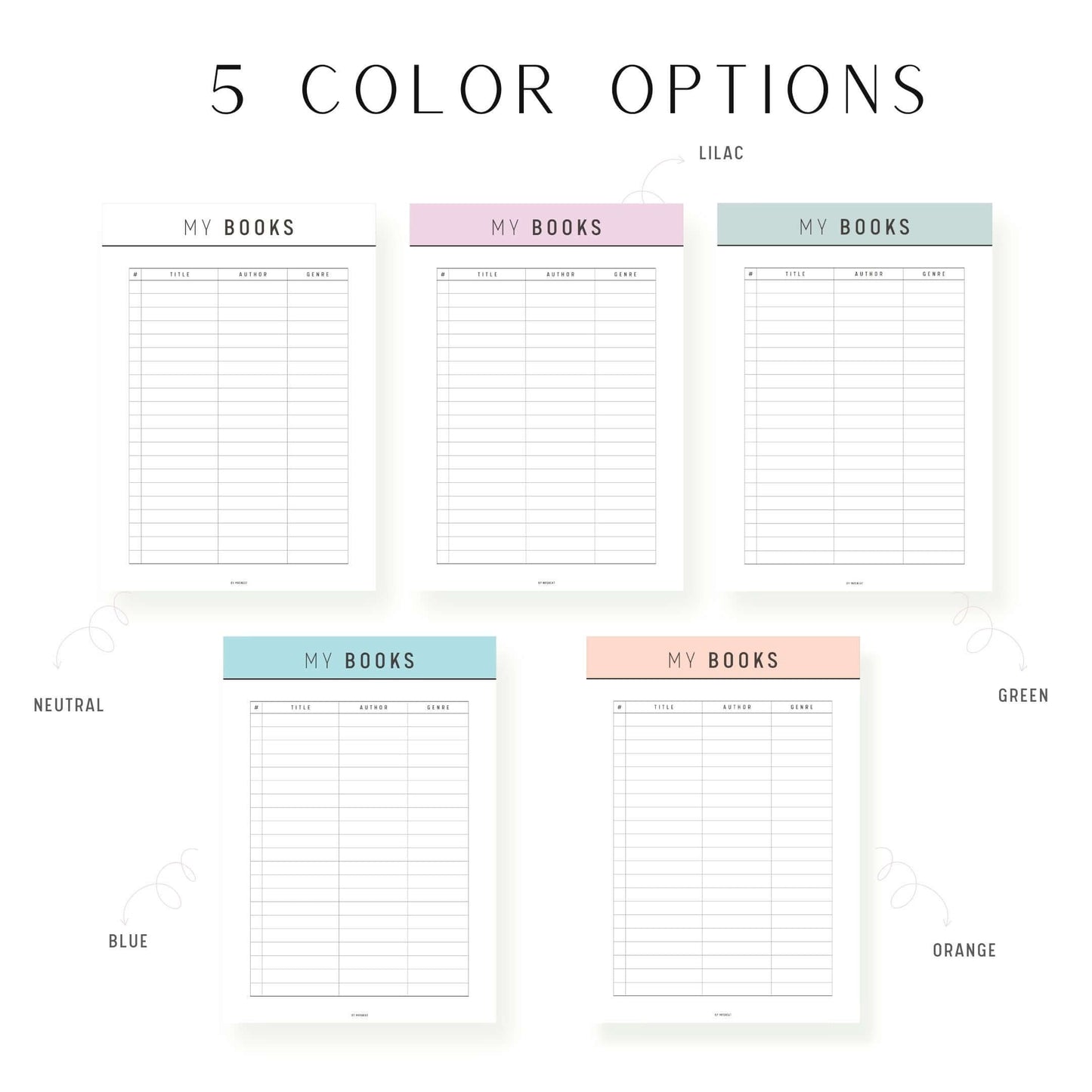 Colorful Books List Template Printable