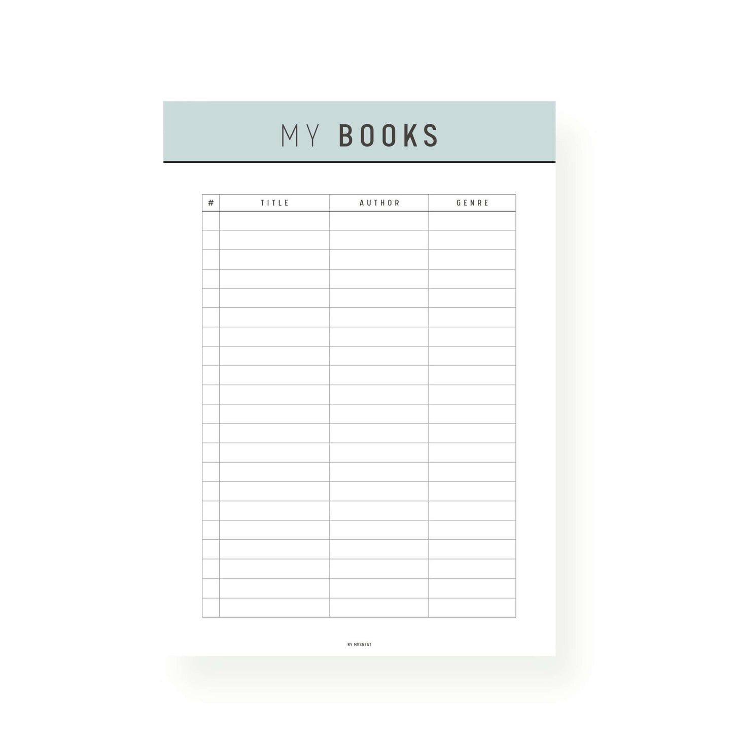 Green Books List Template Printable