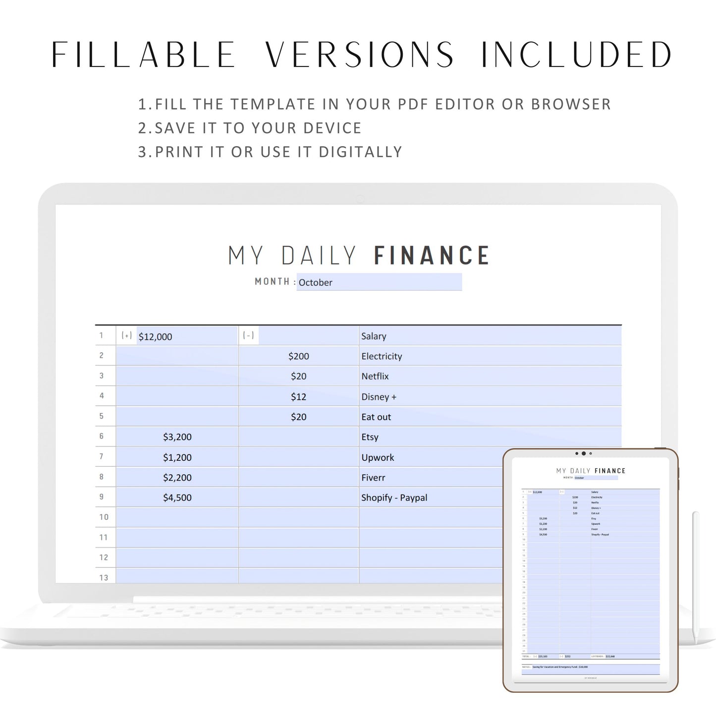 My Daily Finance Planner for Personal and Small Business