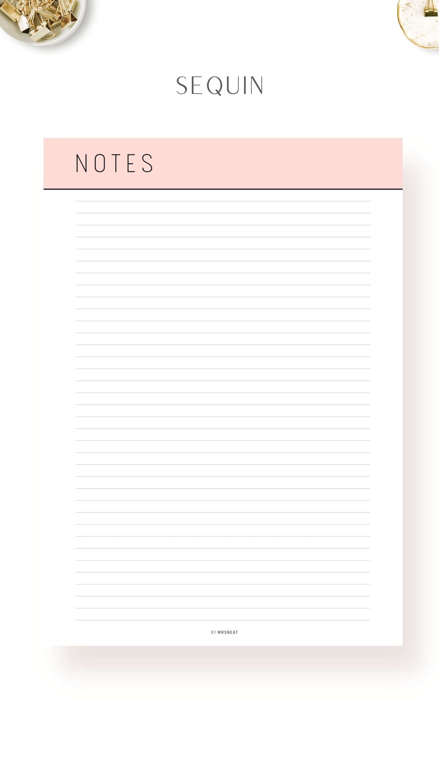 Printable Notes Page Template