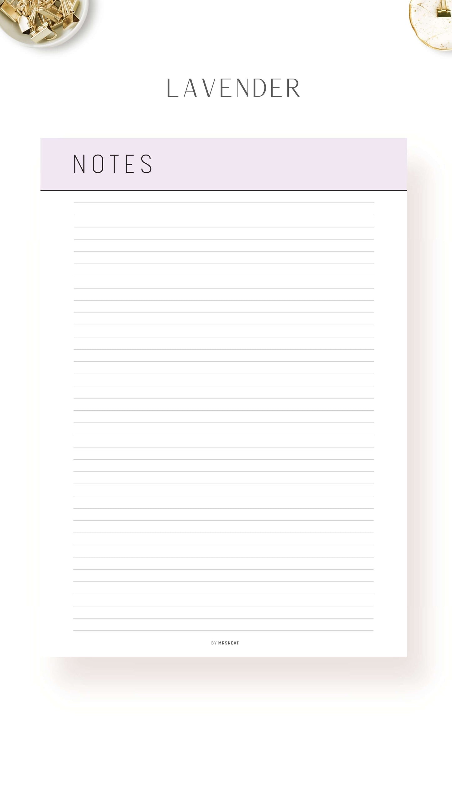 Printable Notes Page Template