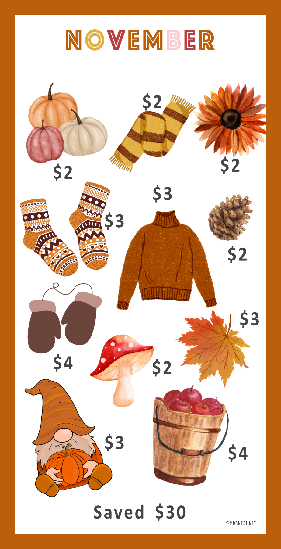 Mini Savings Challenges Digital Download, All Twelve Months, Each Challenge is Save 30, Annual 12 Months Savings Challenge Printable for Cash Stuffing, A6 Money Tracker, A4 Size, Monthly Budgeting