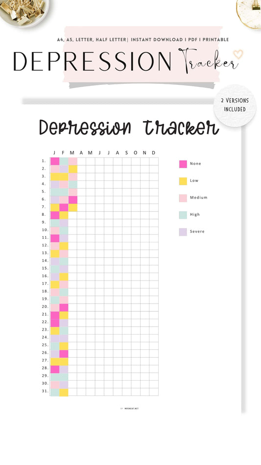 One Year Depression Tracker Printable