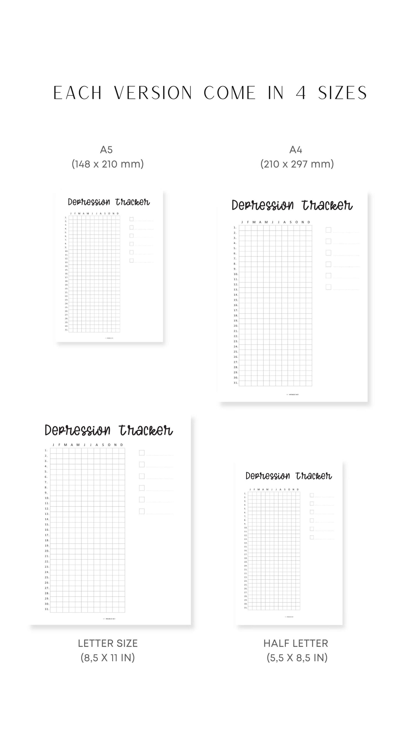 One Year Depression Tracker Insert