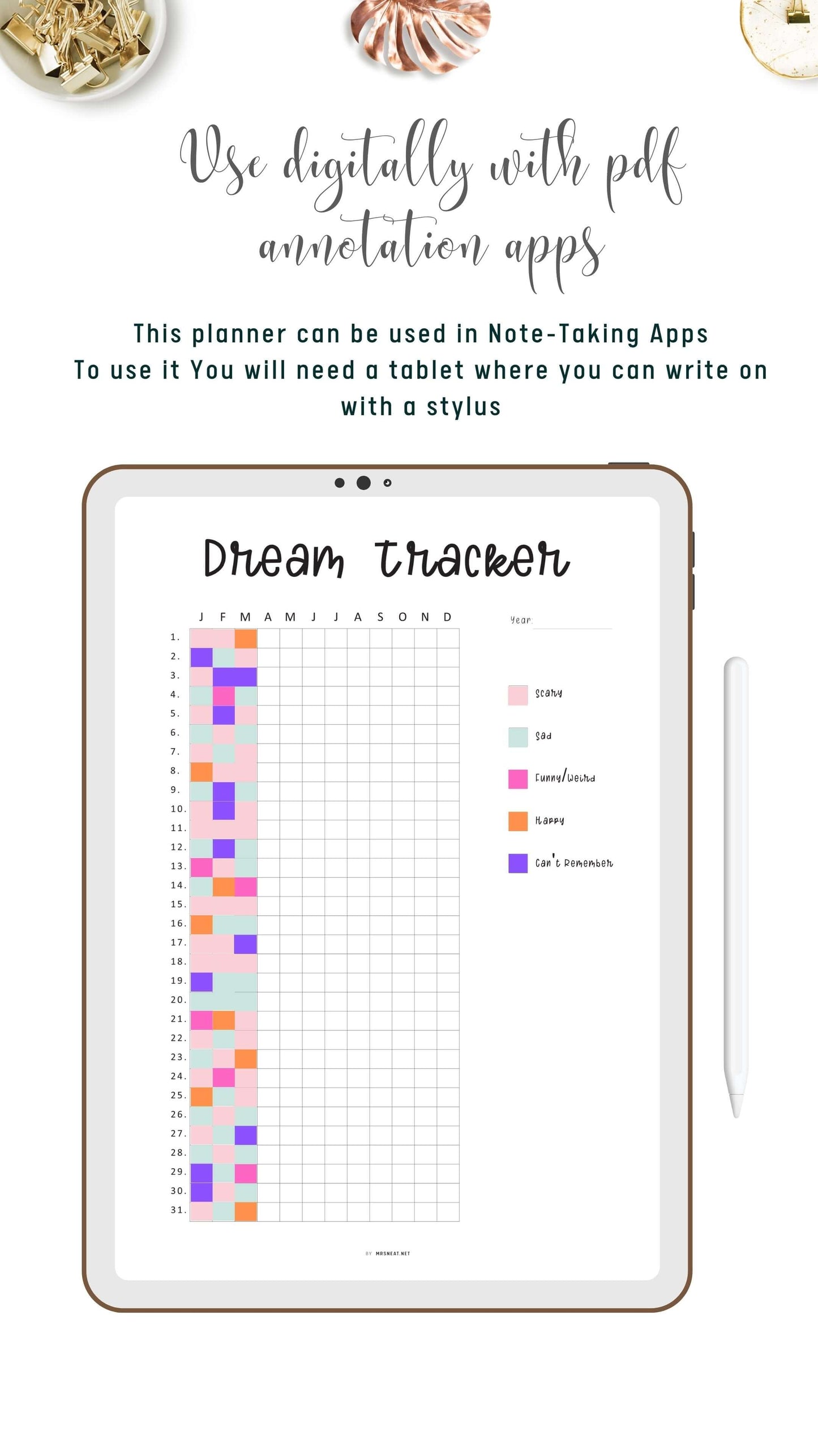 Digital One Year Dream Tracker Journal