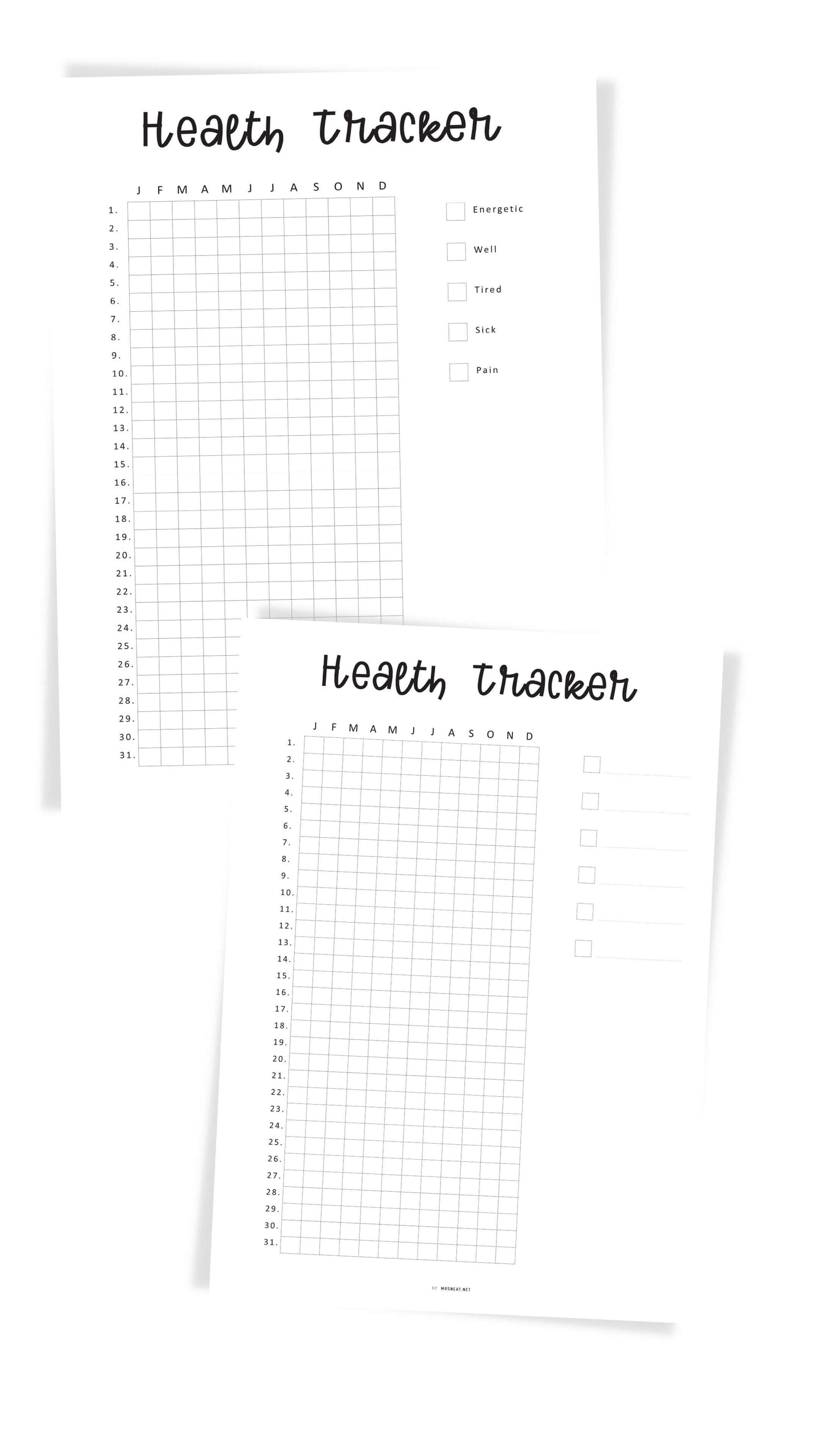 One Year Health Tracker Printable