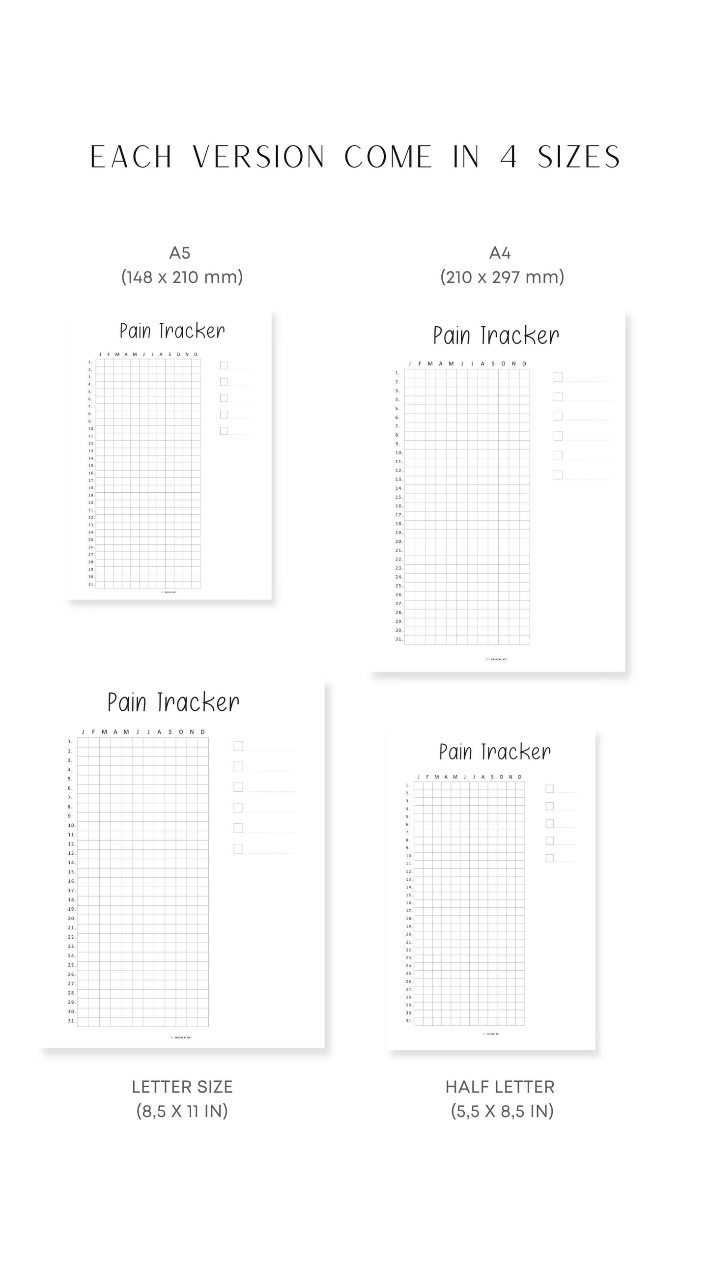 Daily Pain Tracker Printable Insert