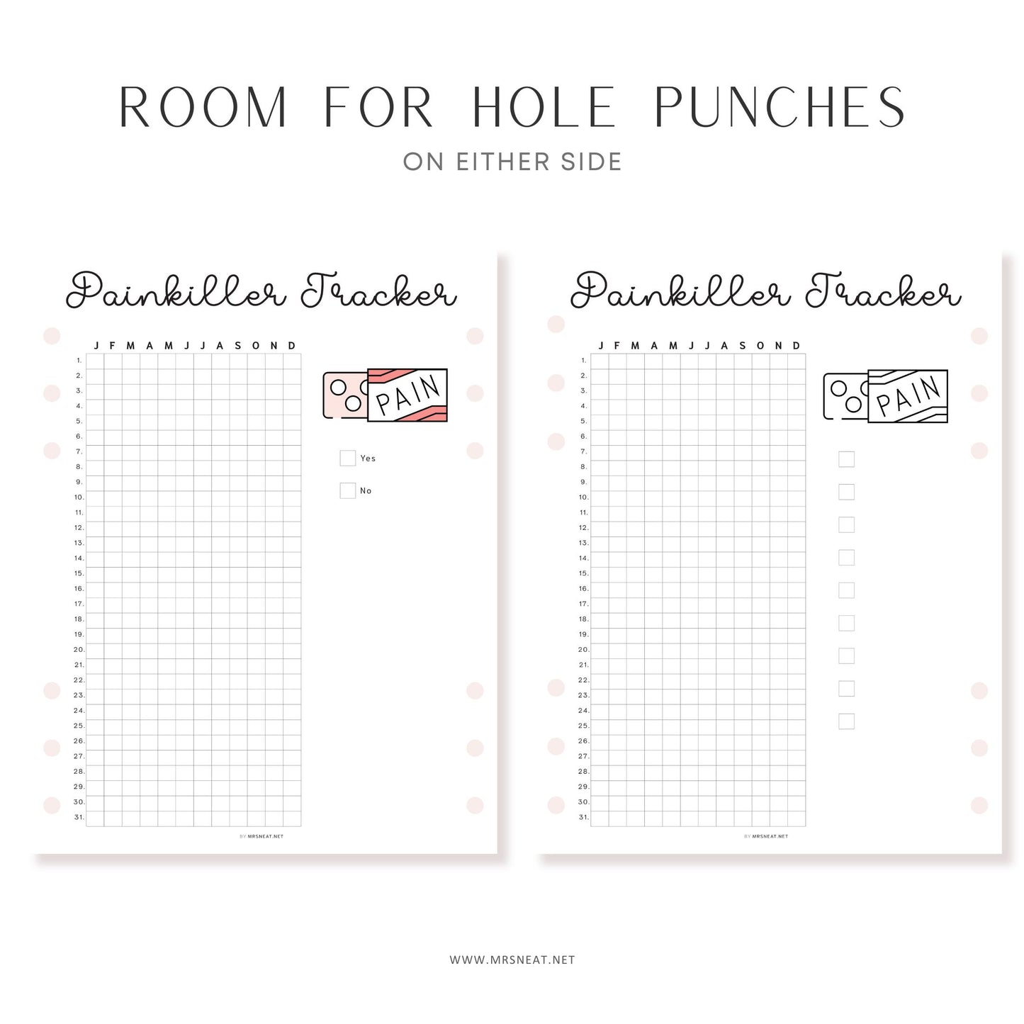 Painkiller Yearly Tracker, PRINTABLE Journal Page, Medication Tracker, Health Tracker, Pill Tracker, Meds Tracker, Track Medication, Digital Planner, Printable Planner, A4, A5, Letter, Half Letter, Instant Download