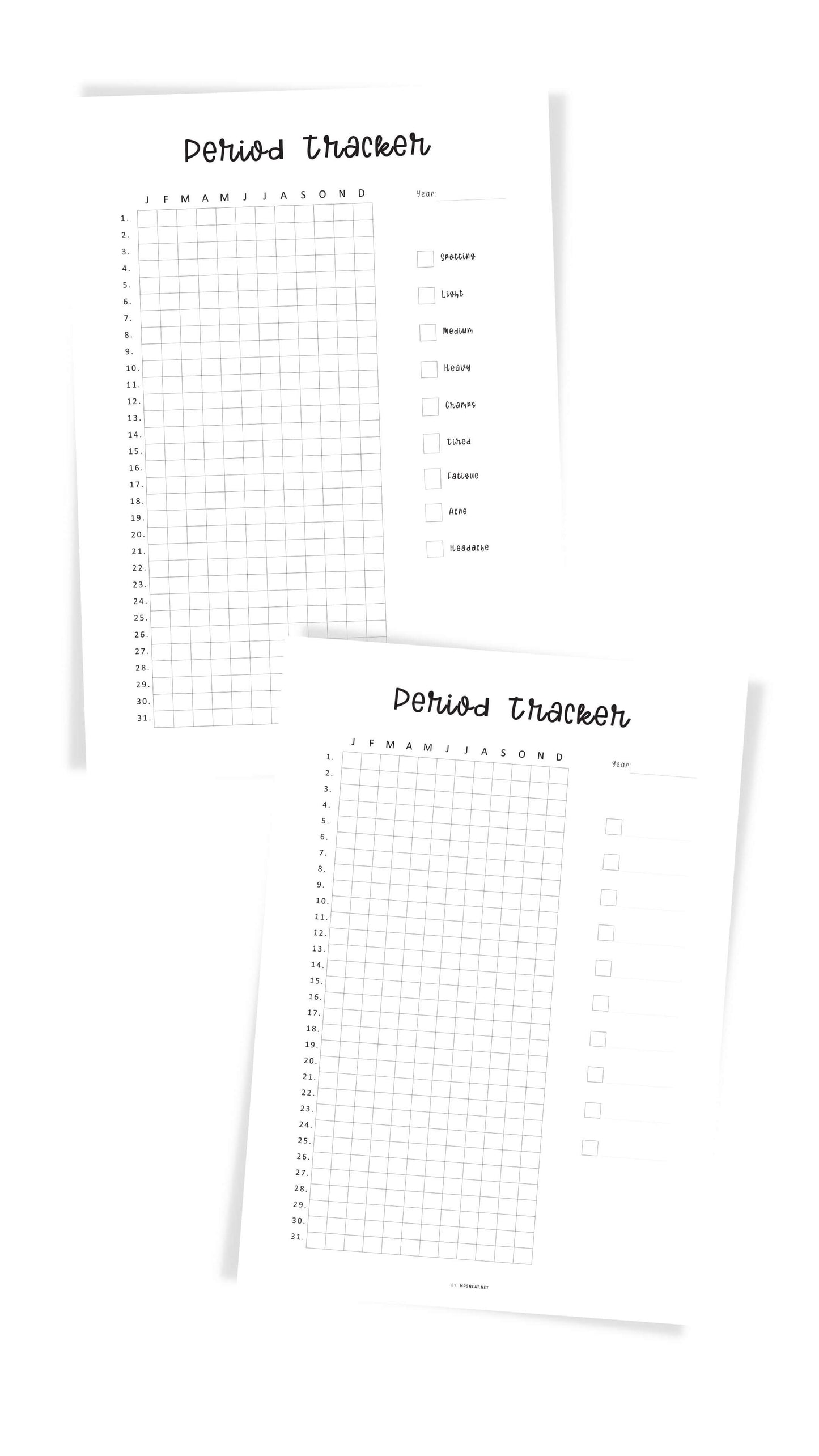 One Year Period Tracker Printable PDF