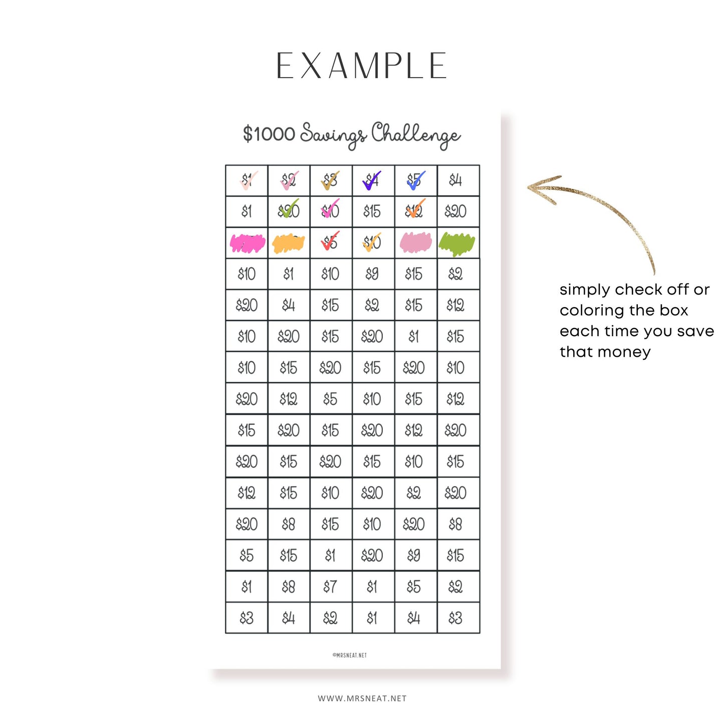 Printable 2000, 1000 Dollar Savings Challenge & 100 Envelope Challenge, Fit A6 Size, 3 Challenges in One Sheet, Instant Download, Digital Download