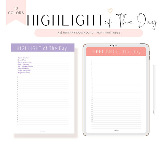 Printable Highlight of The Day Template