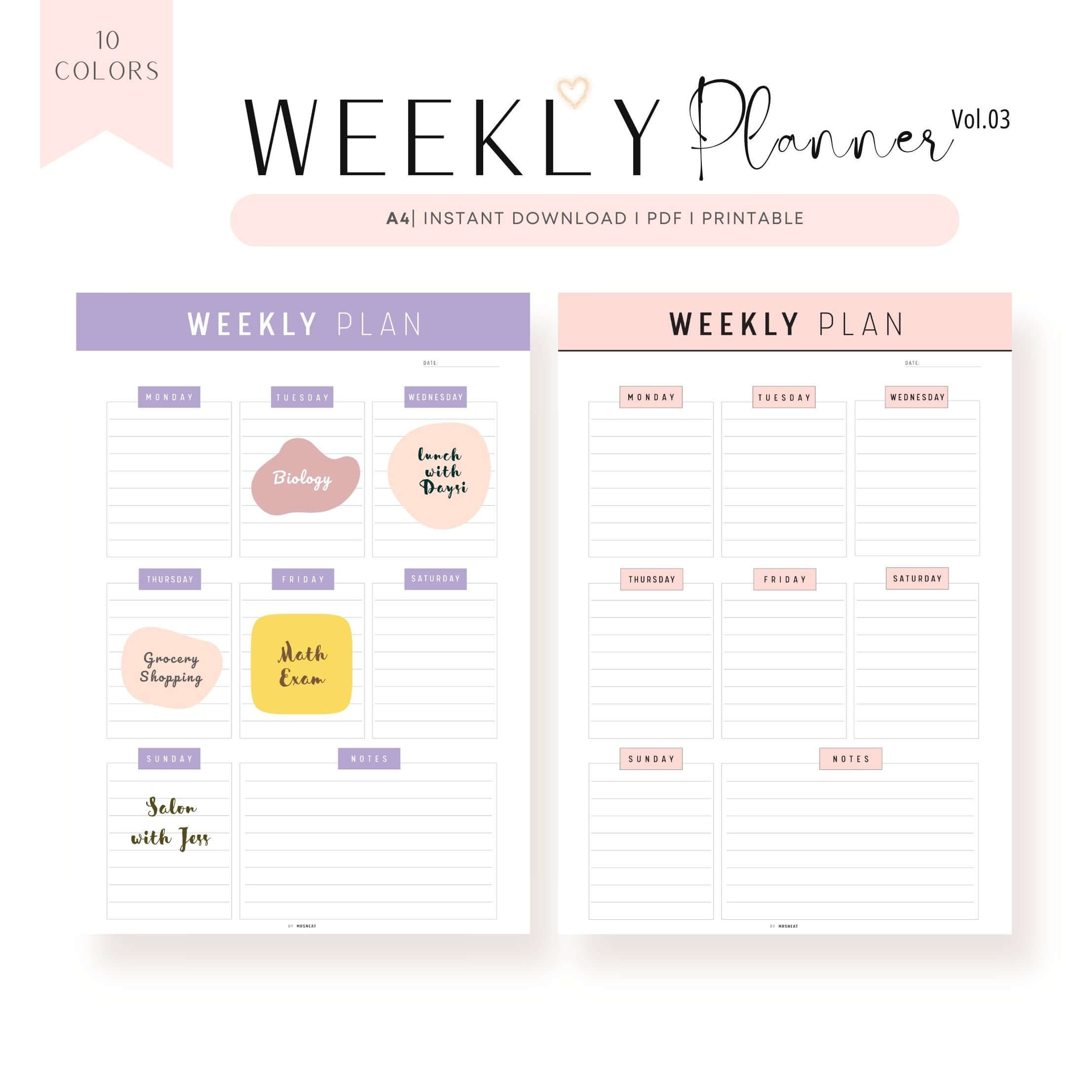 Printable Weekly Planner Pdf Mrsneat
