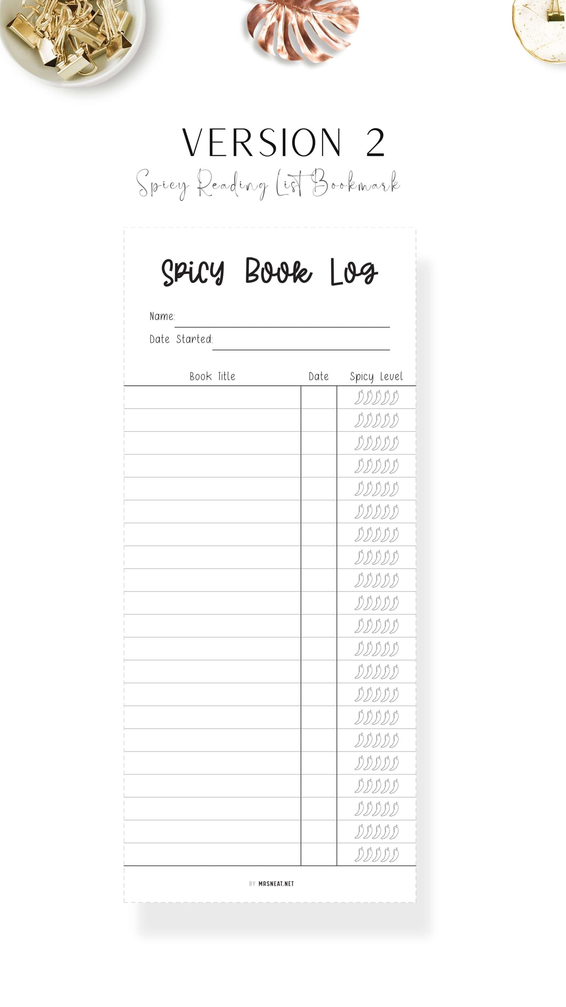 Reading List and Spicy Reading Log Bookmark Printable, Minimalist Bookmark Reading Tracker