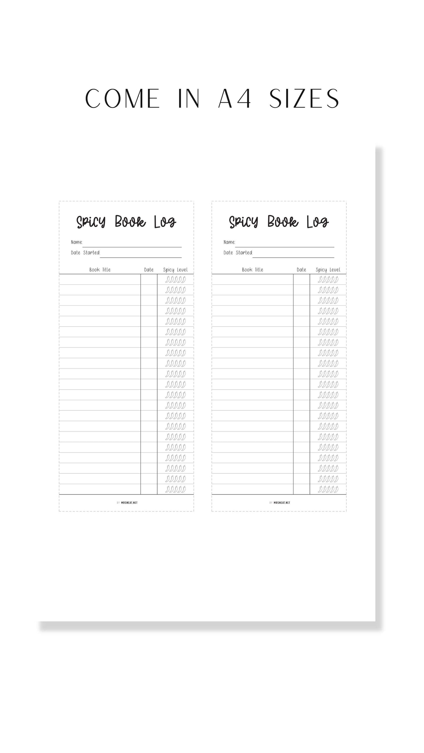 Reading List and Spicy Reading Log Bookmark Printable, Minimalist Bookmark Reading Tracker