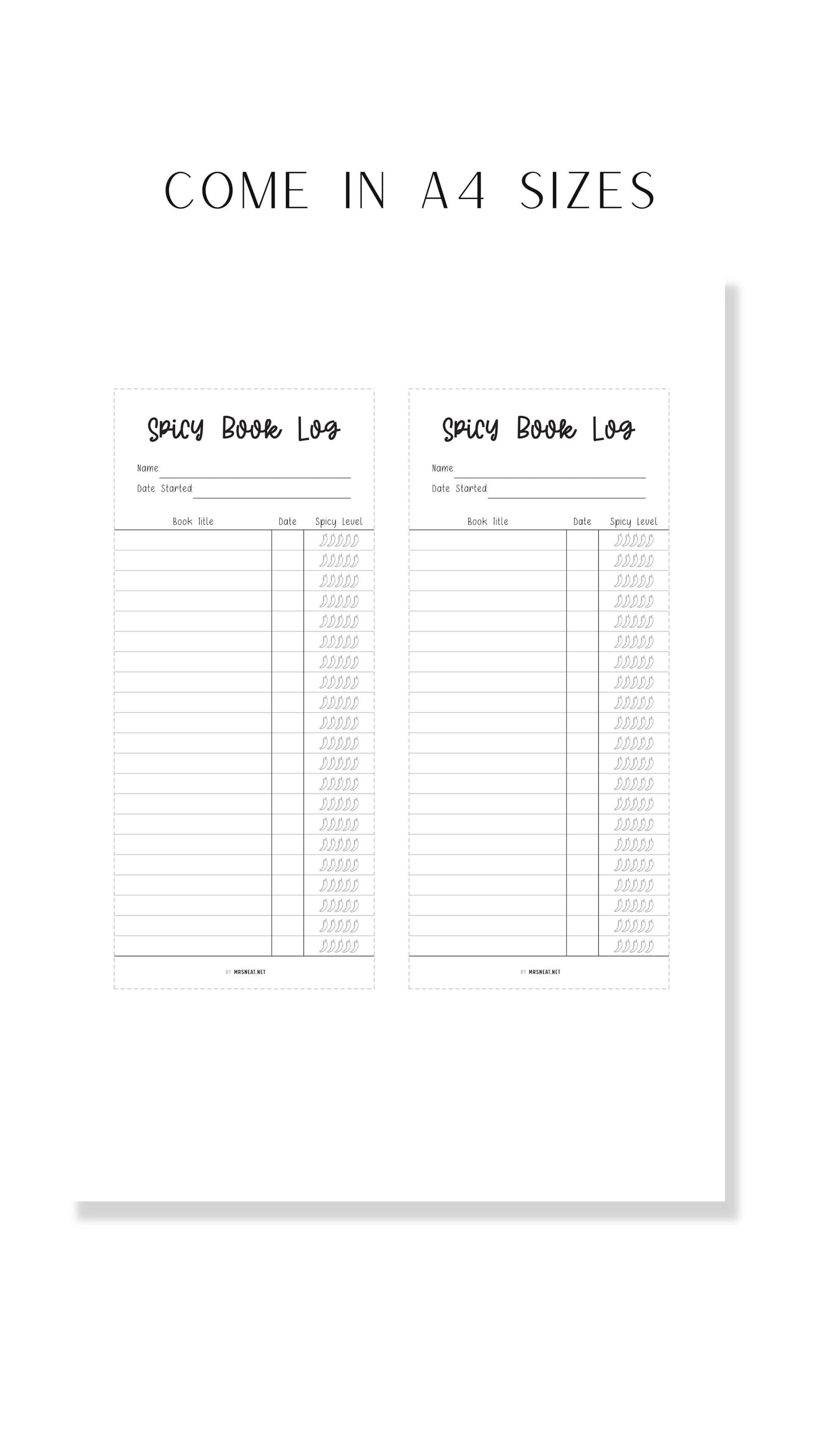 Reading List and Spicy Reading Log Bookmark Printable, Minimalist Bookmark Reading Tracker