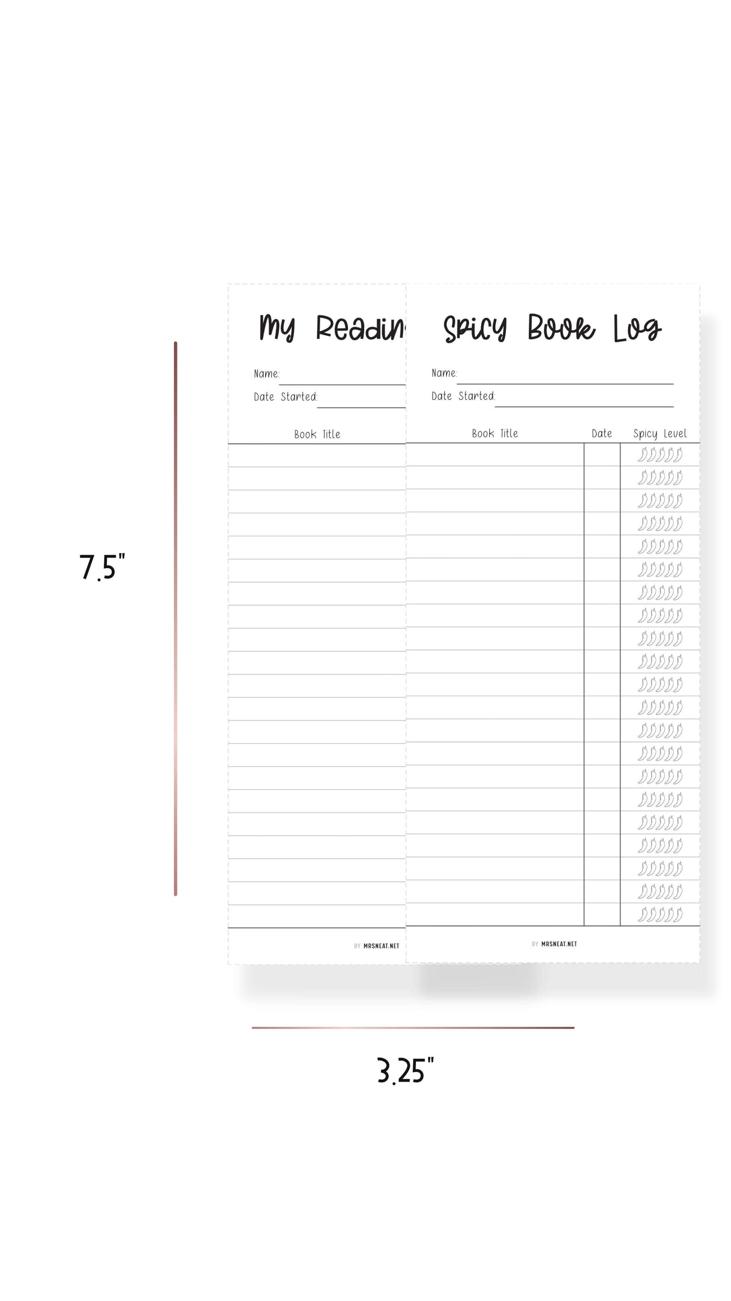 Reading List and Spicy Reading Log Bookmark Printable, Minimalist Bookmark Reading Tracker