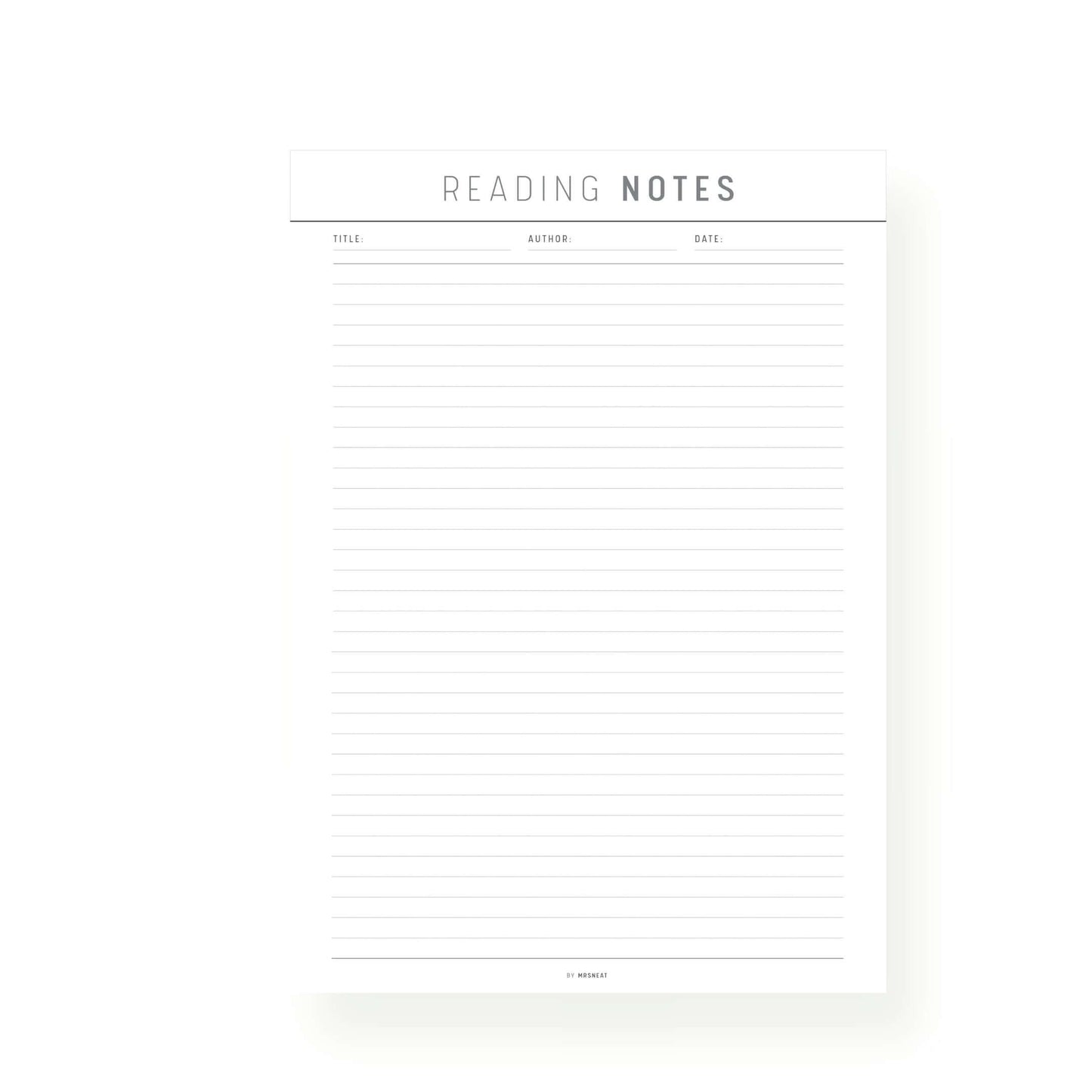 Neutral Reading Notes Template Printable