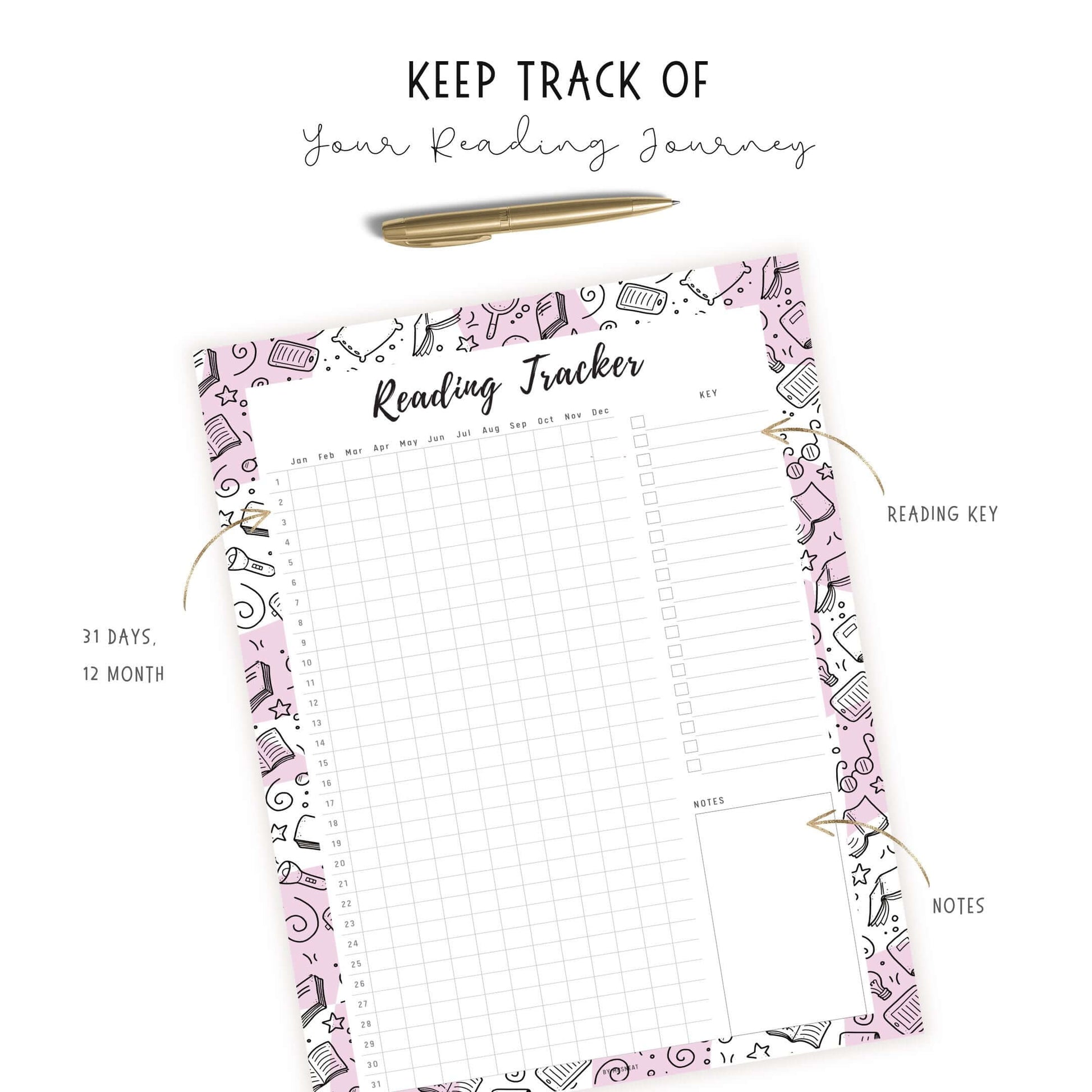 Reading Tracker Template Printable, 5 Colors, A4, A5, Letter, Half Letter, Digital Planner