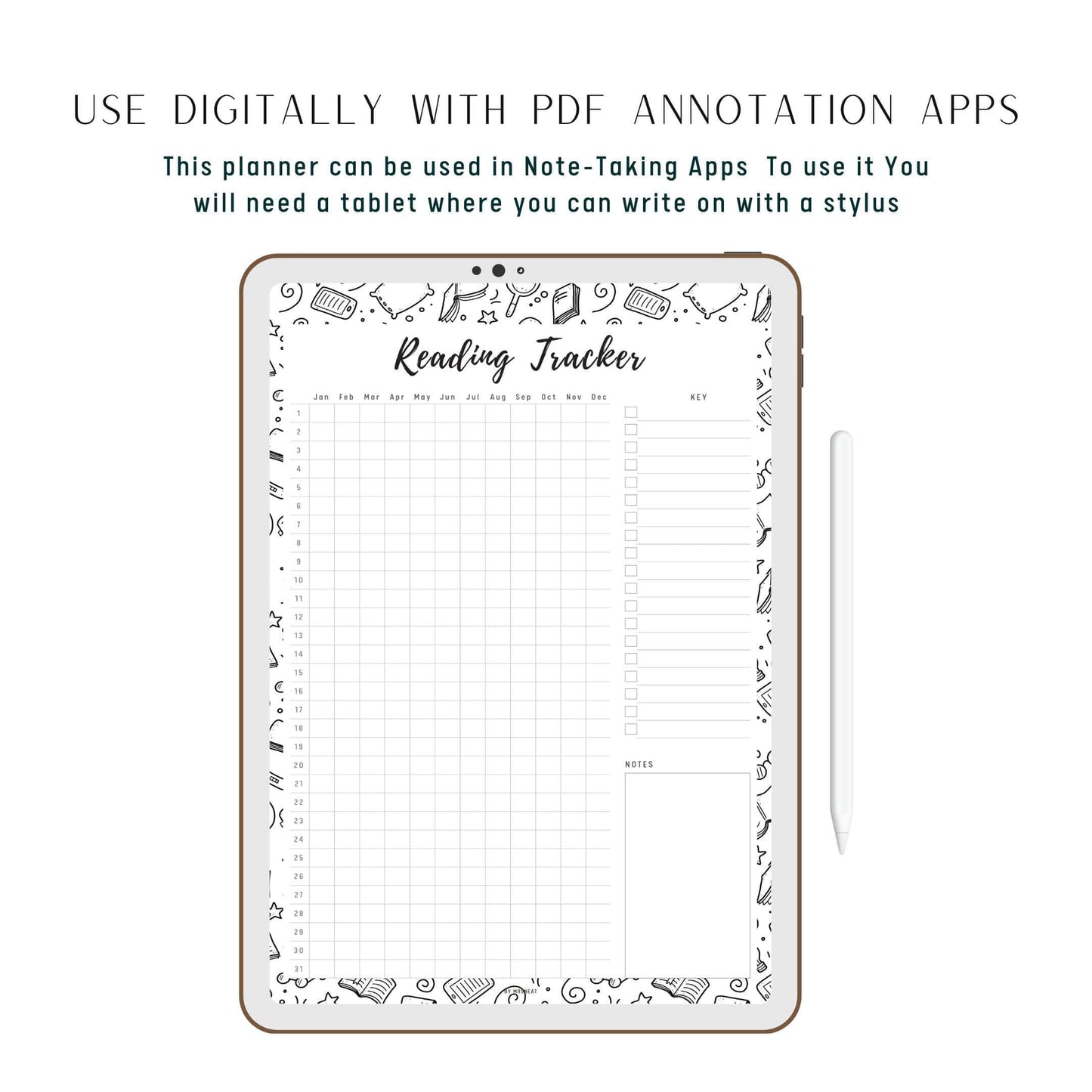 Reading Tracker Template Printable, 5 Colors, A4, A5, Letter, Half Letter, Digital Planner