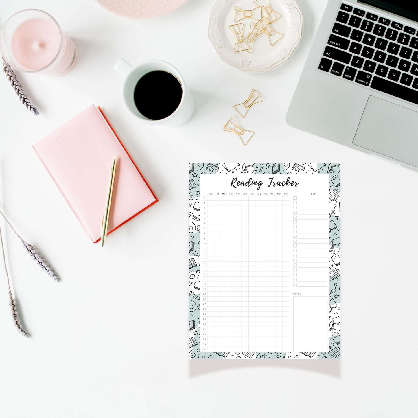 Reading Tracker Template Printable, 5 Colors, A4, A5, Letter, Half Letter, Digital Planner