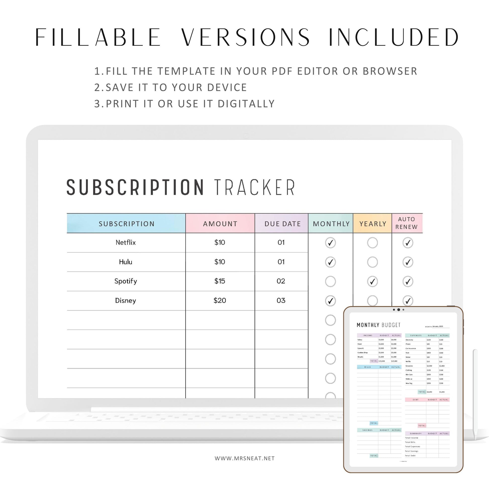 Fillable Financial Planner Bundle Printable, Budget Binder, Savings Tracker, Budget Planner, Debt Payoff, A4/A5/Letter/Half Letter, 2 Colors