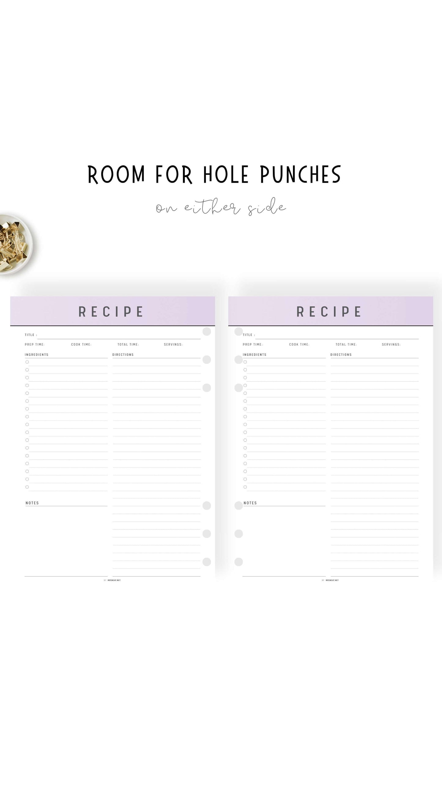Recipe Page Printable